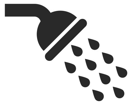 Shower black icon. Pouring water symbol. Bathroom sign isolated on white backgroundのイラスト素材