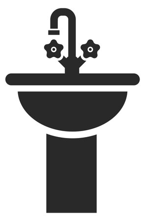 Bathroom sink icon. Black sanitary furniture symbol isolated on white backgroundのイラスト素材