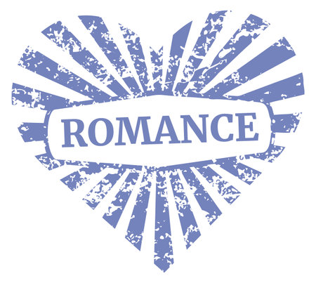 Romance stamp. Heart shape grunge postage mark isolated on white backgroundのイラスト素材