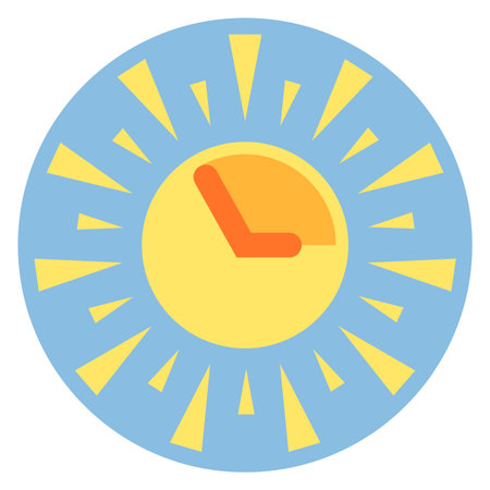 Heat time icon. Sun symbol. Hot clock isolated on white backgroundのイラスト素材