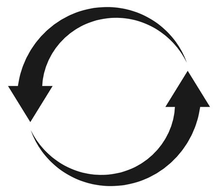 Cycle arrows symbol. Black round restart sign isolated on white backgroundのイラスト素材