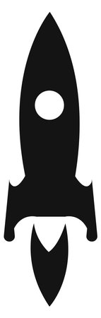 Rocket launch black icon. Flying spaceship symbol isolated on white backgroundのイラスト素材