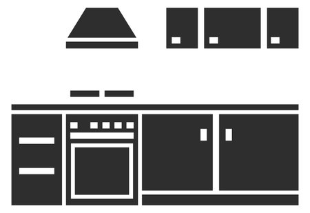 Kitchen furniture black icon. House cooking room isolated on white backgroundのイラスト素材