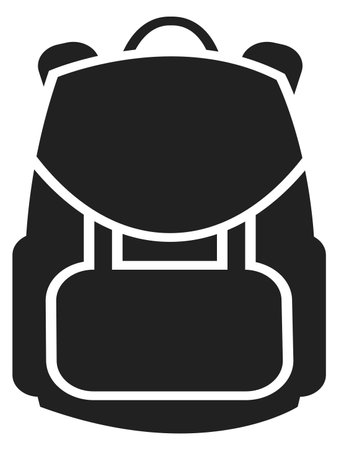 Backpack icon. Black tourist bag. Hiking symbol isolated on white background