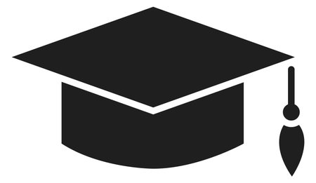 Bachelor hat black icon. High education symbol isolated on white backgroundのイラスト素材