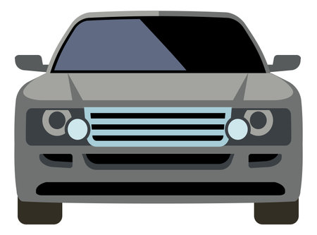 Suv front view. Travel car cartoon icon isolated on white backgroundのイラスト素材
