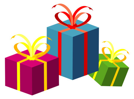 Gift box pile. Holiday present color icon isolated on white backgroundのイラスト素材