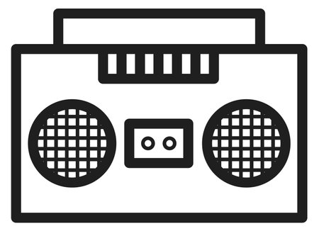 Tape recorder linear icon. Retro boom box isolated on white backgroundのイラスト素材