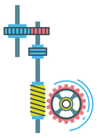 Rotating gears color icon. Industrial machinery part isolated on white backgroundのイラスト素材