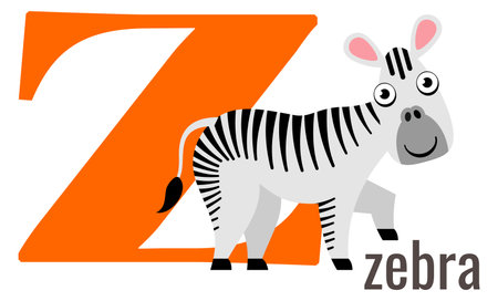 Letter z icon. English font with zebra print isolated on white backgroundのイラスト素材
