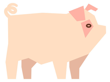 Piglet icon in polygonal style. Farm animal isolated on white backgroundのイラスト素材