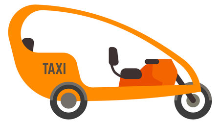 Asian taxi icon. Passenger transport side view isolated on white backgroundのイラスト素材