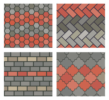 Color tile pattern set. Surface seamless ornament. Vector illustrationのイラスト素材