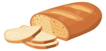 White wheat bread. Cutted bakery slices cartoon icon isolated on white backgroundのイラスト素材