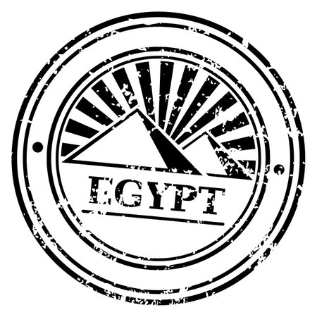 Egypt mail grunge stamp. Postal round label isolated on white backgroundのイラスト素材
