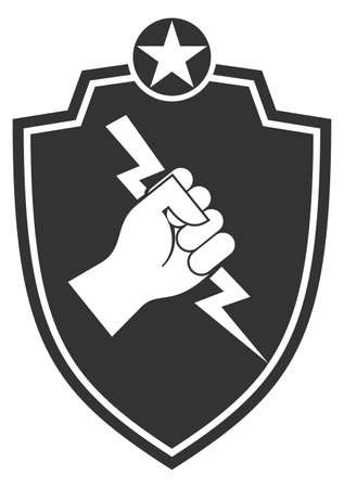 Army patch. Military logo. Black shield insignia isolated on white backgroundのイラスト素材