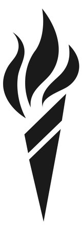 Burning torch black icon. Hot fire sign isolated on white backgroundのイラスト素材