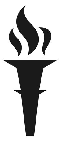 Firing torch icon. Sport success black symbol isolated on white backgroundのイラスト素材