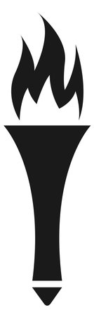 Torch flame black icon. Freedom symbol. Ceremony sign isolated on white backgroundのイラスト素材