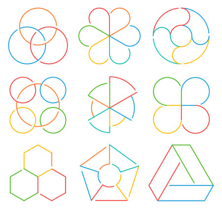 Color line shape set for business infographic presentation isolated on white backgroundのイラスト素材