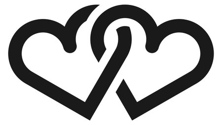 Linked hearts icon. Mariage symbol. Love sign isolated on white backgroundのイラスト素材