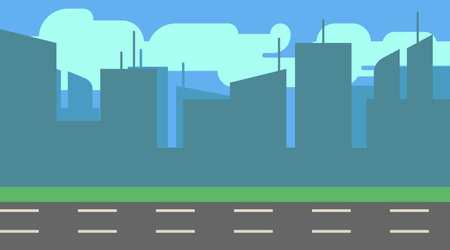 City landscape. Urban background. Empty road cityscape. Vector illustrationのイラスト素材