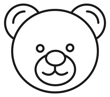 Teddy bear head icon. Smiling soft toy face isolated on white backgroundのイラスト素材