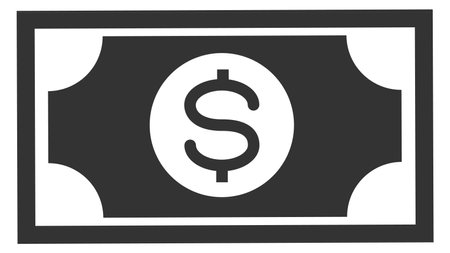 Dollar bill black icon. Money cash symbol. Vector illustrationのイラスト素材