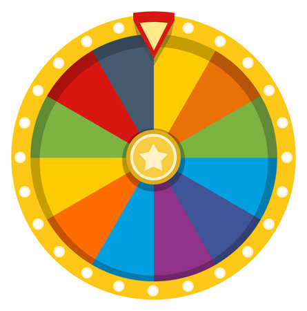 Fortune wheel template. Color cartoon gambling symbol isolated on white backgroundのイラスト素材