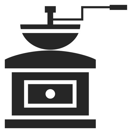 Coffe grinder black icon. Beans preparation tool isolated on white backgroundのイラスト素材