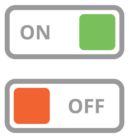 Color on off slider. Simple interface switch isolated on white backgroundのイラスト素材