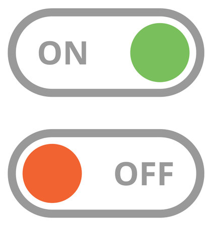 Toggle switch element. On off round slider isolated on white backgroundのイラスト素材