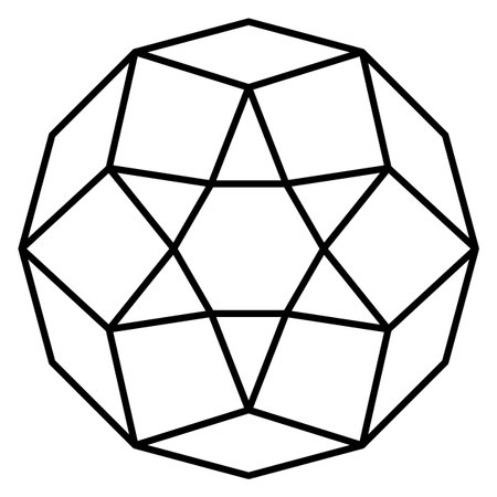 Linear crystal icon. Geometric structure black symbol isolated on white backgroundのイラスト素材