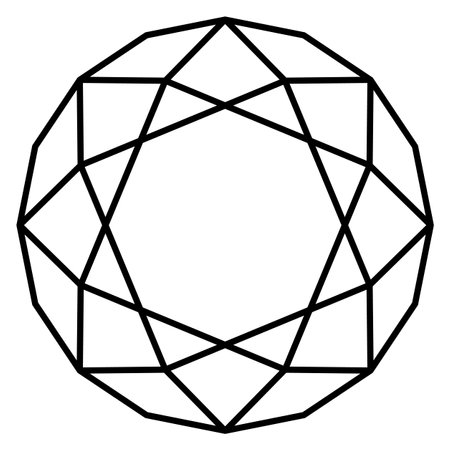 Round gemstone linear icon. Crystal mineral structure isolated on white backgroundのイラスト素材