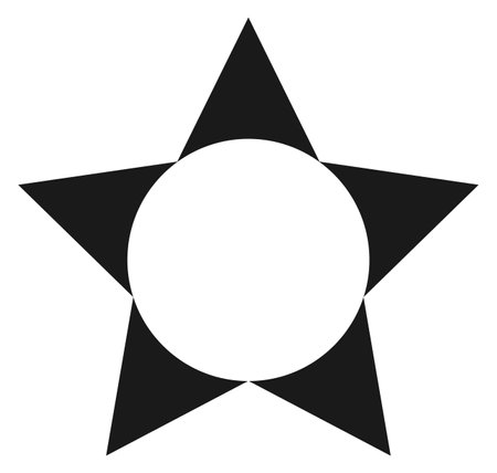 Black star shape with round frame. Badge template isolated on white backgroundのイラスト素材