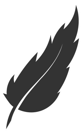 Feather  . Black quill silhouette. Writing symbol isolated on white backgroundのイラスト素材