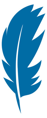 Blue feather silhouette. Vintage writing quill  isolated on white backgroundのイラスト素材