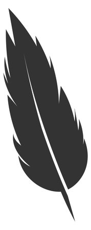 Black quill silhouette. Creative symbol. Bird feather isolated on white backgroundのイラスト素材