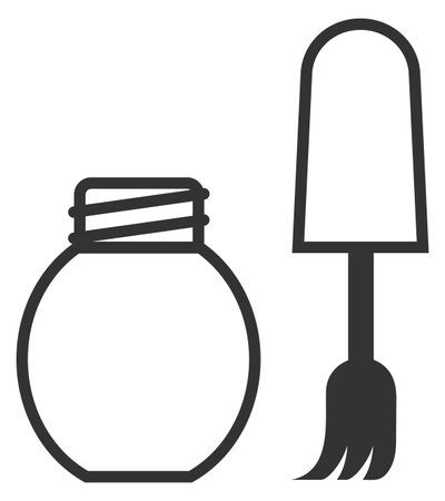 Nail polish icon. Glass bottle with brush. Beauty product isolated on white backgroundのイラスト素材