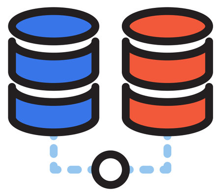 Database icon. Color data storage disc symbol isolated on white backgroundのイラスト素材