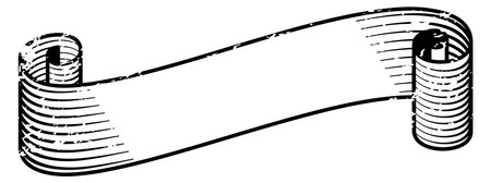 Empty vintage scroll with decorative engraving. Banner label isolated on white backgroundのイラスト素材