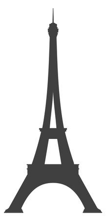 Black eiffel tower silhouette. European landmark architecture isolated on white backgroundのイラスト素材