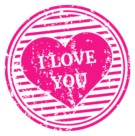Love you label. Round grunge postal stamp isolated on white backgroundのイラスト素材