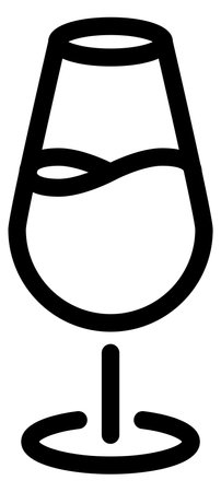 Sparkling wine glass linear icon. Drink symbol isolated on white backgroundのイラスト素材