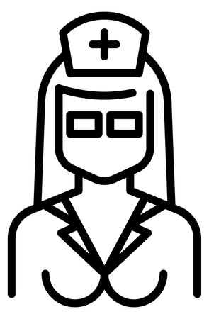 Female medical staff avatar. Hospital worker icon isolated on white backgroundのイラスト素材
