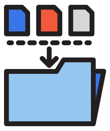 File folder icon. Color data storage. Computer documents isolated on white backgroundのイラスト素材