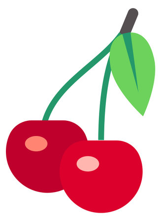 Cherry icon. Red ripe berries. Natural sweet isolated on white backgroundのイラスト素材