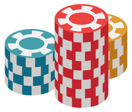Casino chips stacks. Playing gambling game icon isolated on white backgroundのイラスト素材