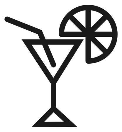Cocktail glass icon. Drink refreshment linear symbol isolated on white backgroundのイラスト素材