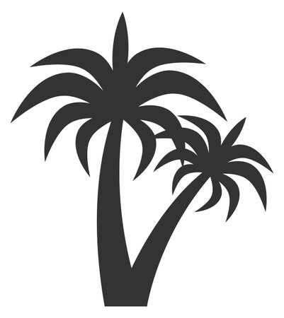 Palm black symbol. Exotic beach icon. Resort symbol isolated on white backgroundのイラスト素材